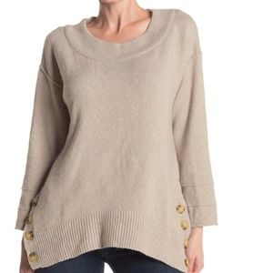Democracy Side Button Boatneck Sweater